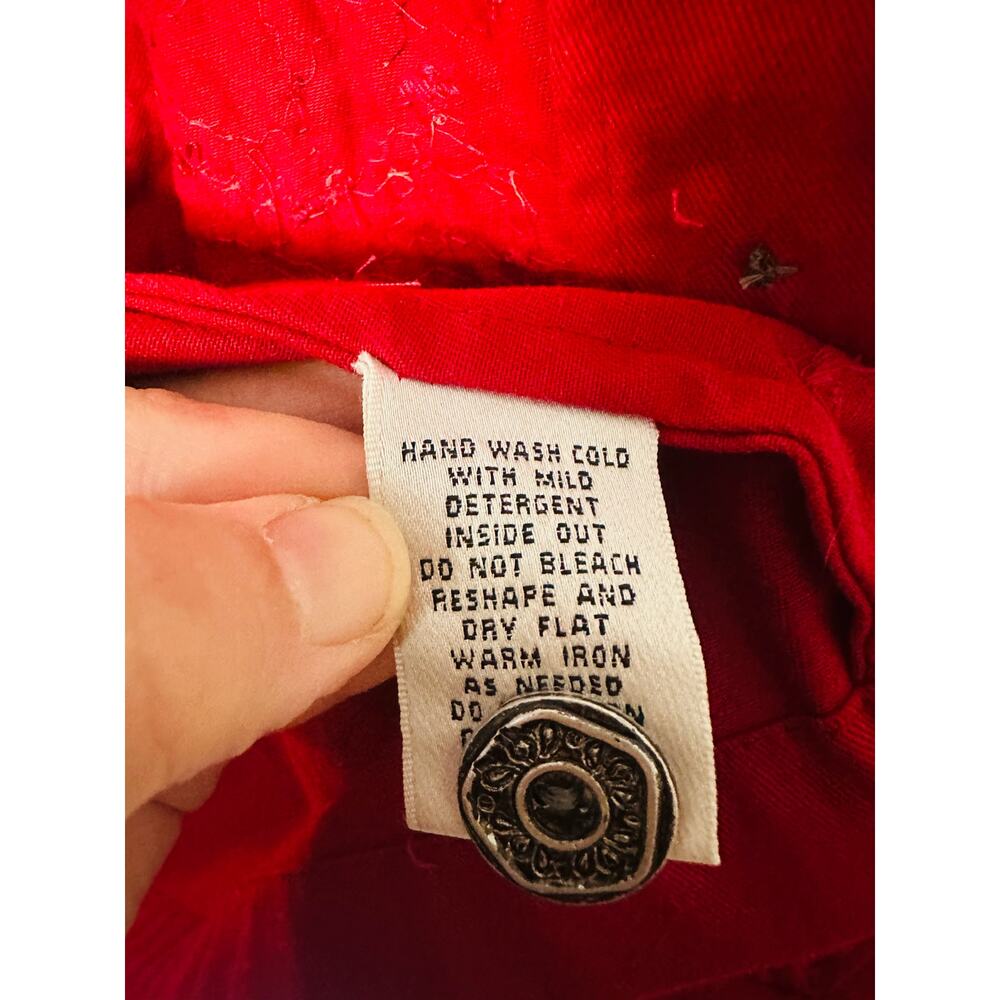 Vintage Units Red Brown Patchwork Silver Button C… - image 7